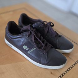 Lacoste Europa Trainers Brown Leather Men's Keds Shoes Size 8. 5, EUR 42