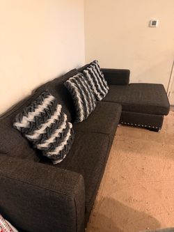Dark Gray Sectional Sofa with Chaise