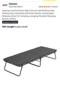 Coleman ComfortSmart Big & Tall Cot with Mattress Pad