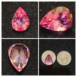 HUGE 15 Carat Synthetic Rubellite Tourmaline Loose Pear Cut Gem (18x13mm)