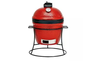 Kamado Joe Joe Jr. 13.5 in. Portable Charcoal Grill in Red with Cast Iron Cart NEW