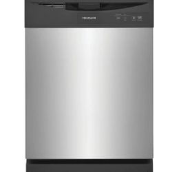 Stainless steel Frigidaire dishwasher. 24 inch