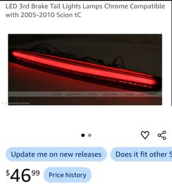 Smoked LED 3rd Brake Light trunk 2005-2010 Scion Tc