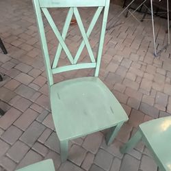 Distressed Green/Teal Solid Wood X-Back Dining Chair