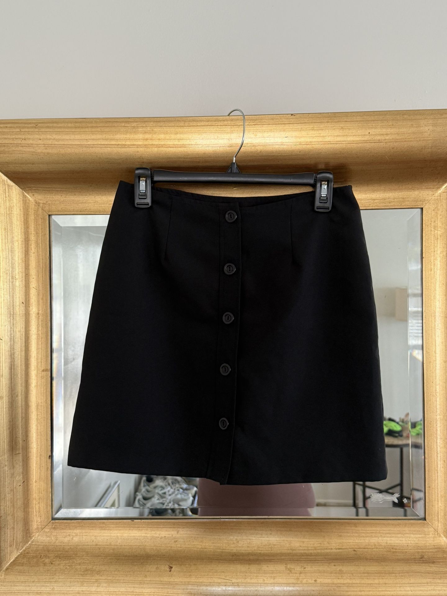 Black A-Line Button Skirt