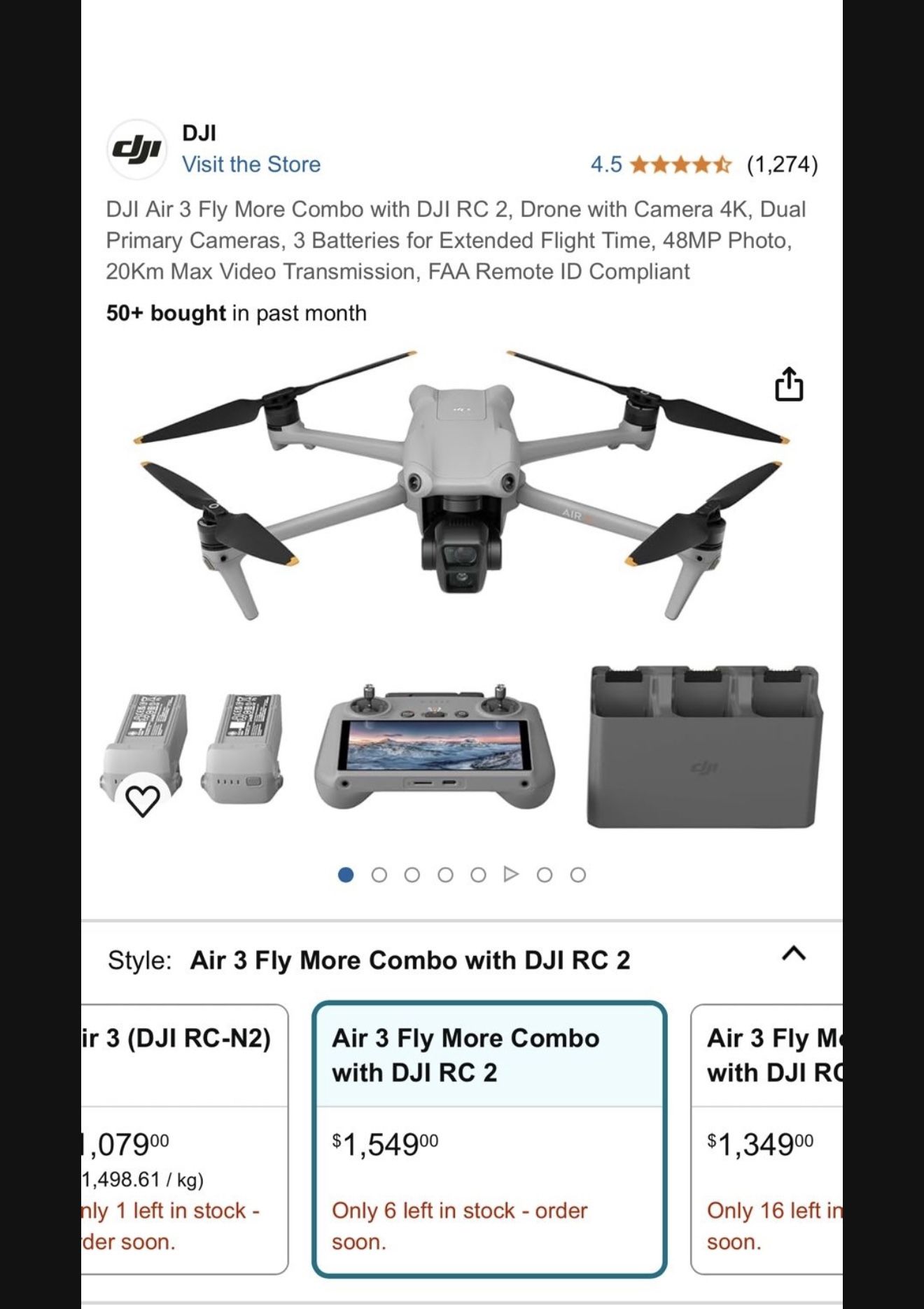 DJI Air 3 Fly More Combo with DJI RC 2 Drone With ND Filter 