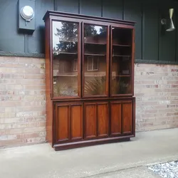 Mid Century Modern Walnut One Piece Hutch Wall Unit Vintage