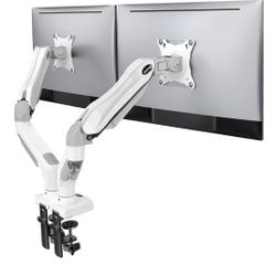 Dual Monitor Stand - Full Adjustable Monitor Desk Mount Swivel Vesa Bracket with C Clamp, Grommet Mounting Base for 13 to 32 Inch New 