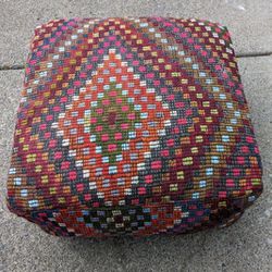 Ottoman made from vintage wool kilim rug