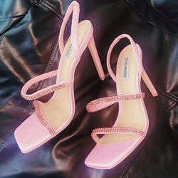 Steve Madden Grade-R Slingback Square Toe Heel Sandals - Baby Pink Size 10