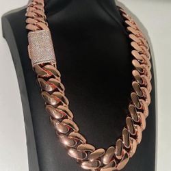 Miami Cuban Link Iced Out Diamond Clasp Rose Gold Plated Chain 20mm - 20inch 24inch | 18k & 14k