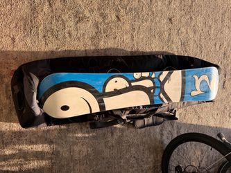 K2 snowboard, bindings, and bag