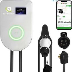 Two barrels home flex ev charger level 2, up to 32 Amp, NEMA 14-50 Plug or hardwired, Wi-Fi enabled