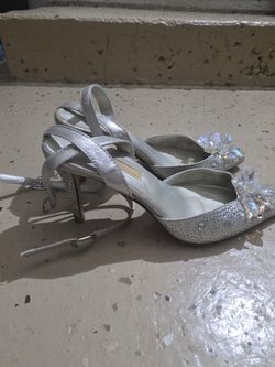 Silver Crystal Wedding Heels 6.5-7