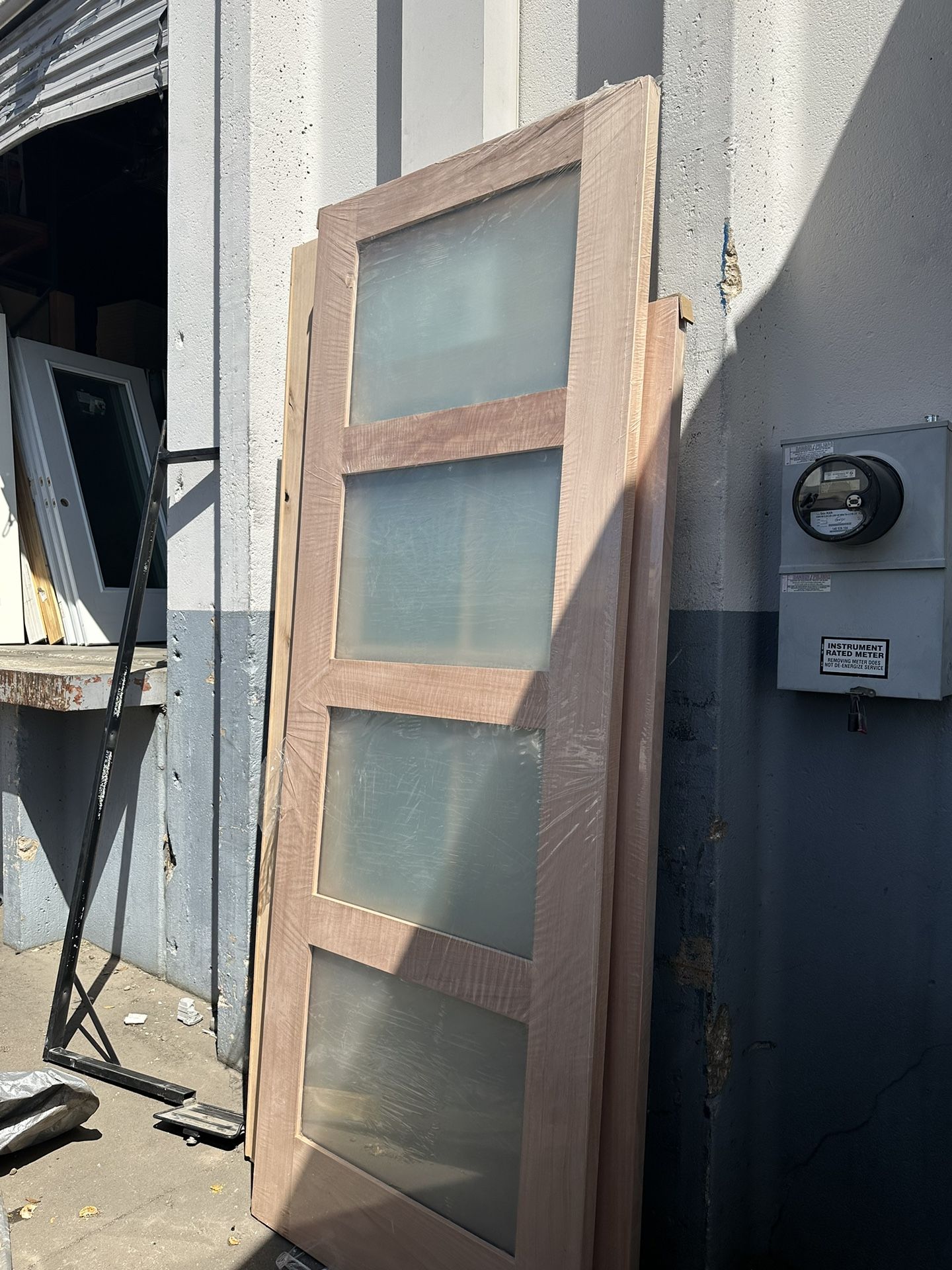 Exterior 4 Lite Contemporary Mahogany Wood Door Prehung 36x96