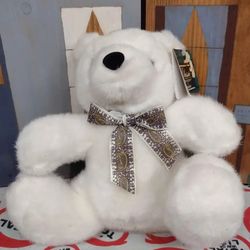 Classic Impressions By Kelly Toys USA White Plush Bear Little Dirty Don't Want To Damage During Cleaning 