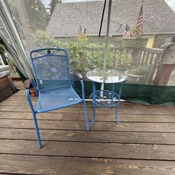 Metal chair and side table Metal chair and side table