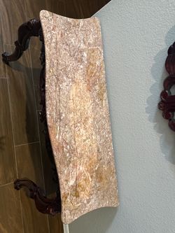 Marble Top Console Table with Carved Wood Base