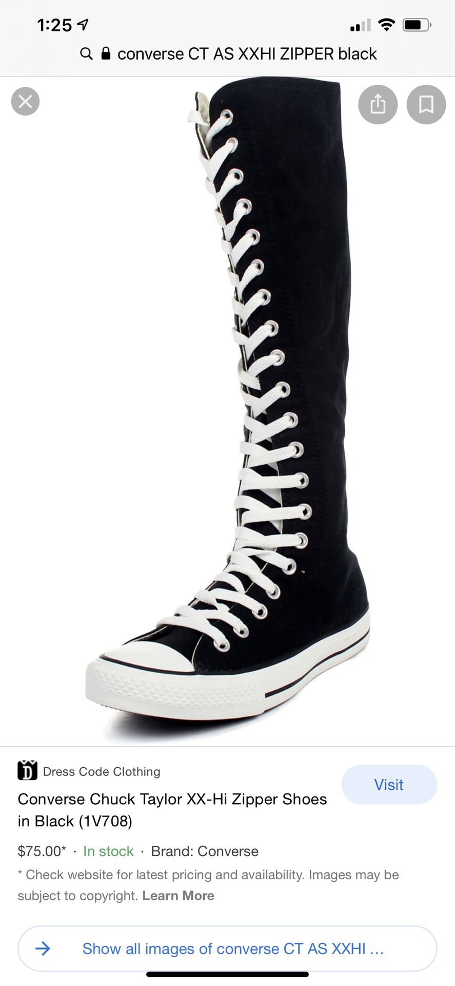 CONVERSE CHUCK TAYLOR XX-HI ZIPPER SHOES IN BLACK (1V708)