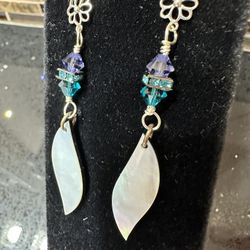 Silver and mother of pearl drop earrings