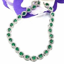 Sterling Green Diopside Bracelet 7.5”