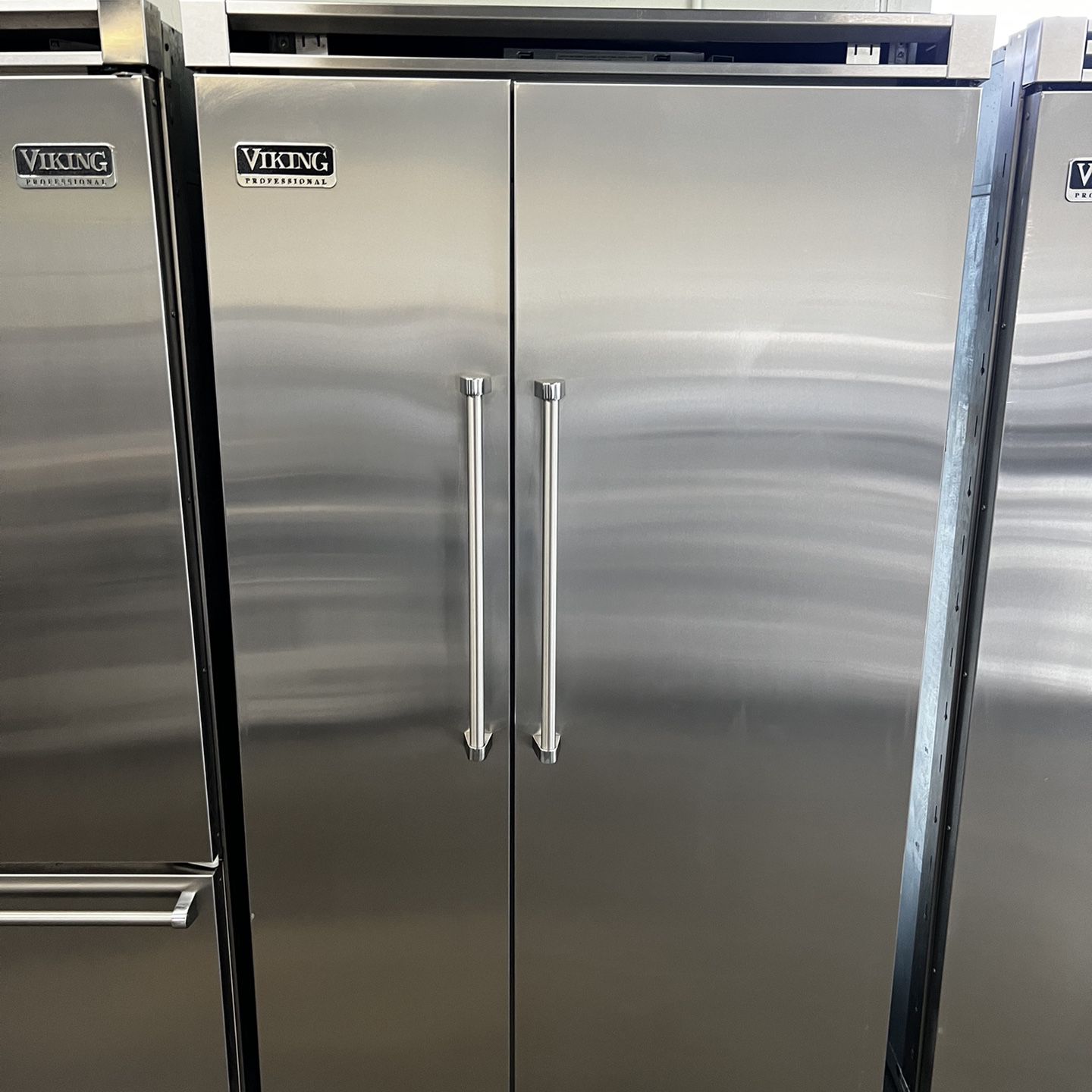 Viking 48”Wide Stainless Steel Built In Refrigerator Side By Side 