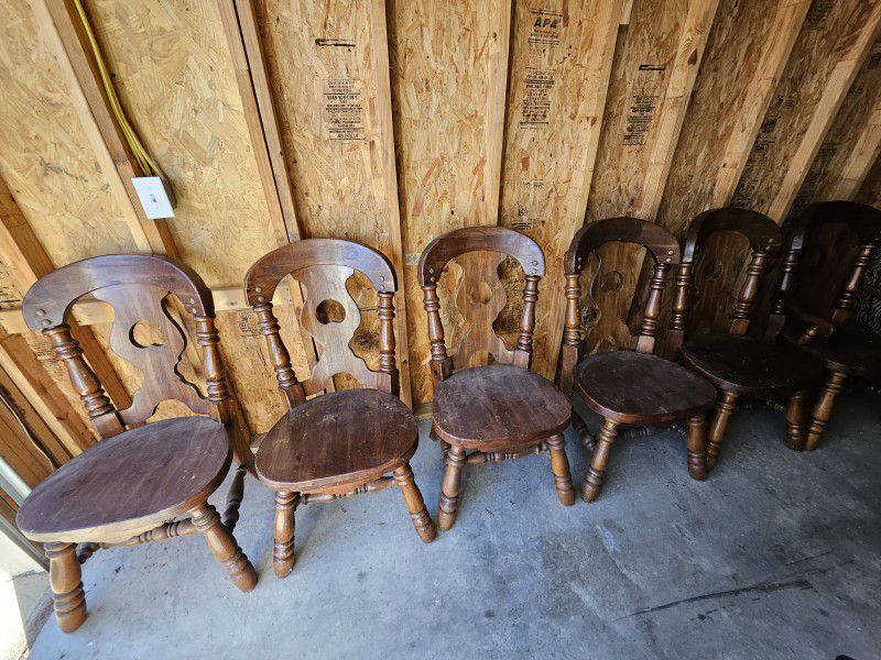 Heavy Beautiful Vintage Oak Chairs 