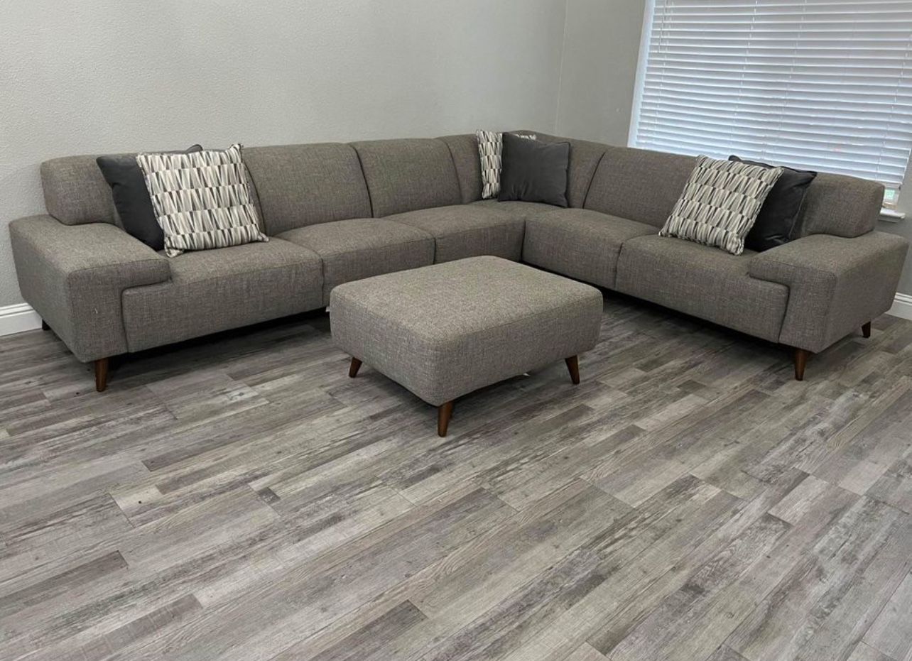Sectional Sofa Large Grey Sectional Couch ! Mensa 5 Piece Fabric Sectional With Ottoman Grey Sectional Large Sectional Free Delivery