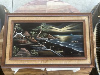 Vintage Framed Velvet Landscape Painting – $20 OBO
