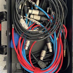 The image displays a set of pro audio cables, specifically microphone and patch cables like those from Seismic Audio, commonly used for recording stud