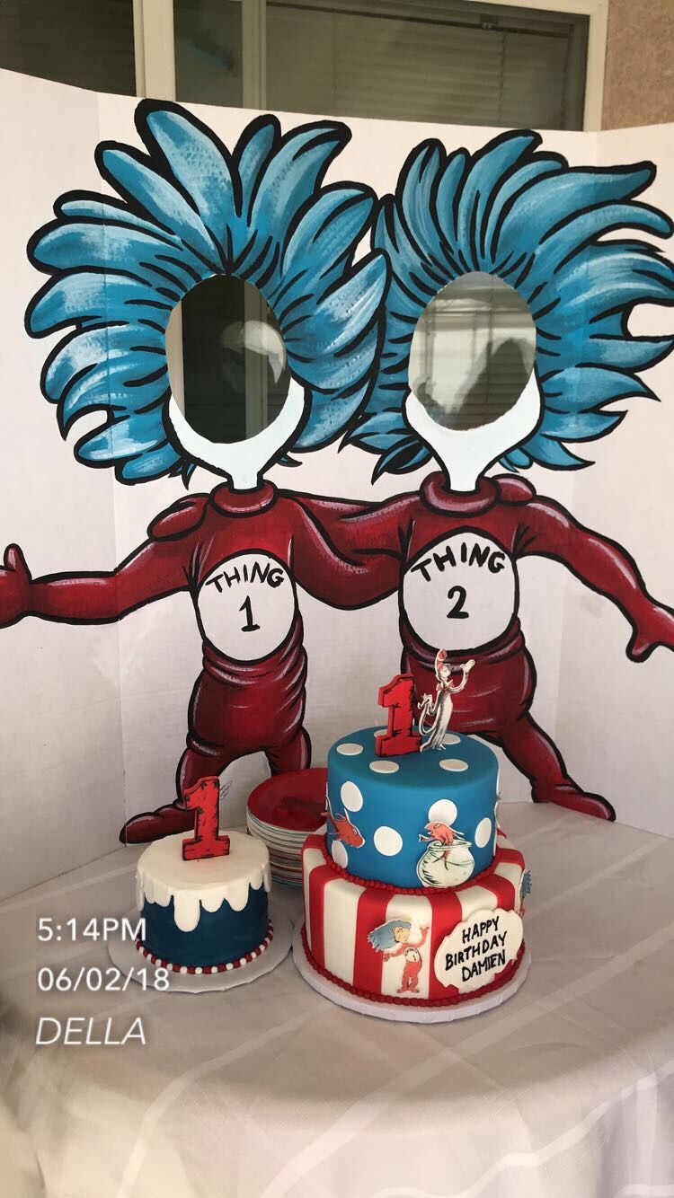Party ideas. Thing 1 and 2 . party decorations . Back drop on a ocean theme. Birthday totem pole for party’s or Raves