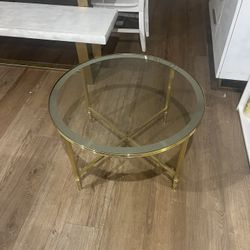 Glass Gold Round Coffee Table 