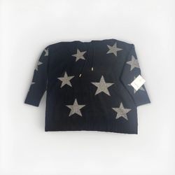 Black Sweater Gold Stars Oversized Size 1x Women's New With Tags Women Clothing