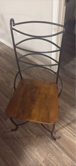 Metal and Wood Dining Table and Chairs