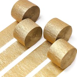 4 Rolls Gold Crepe Paper 