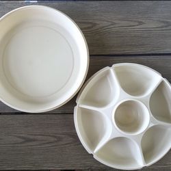 Vintage Tupperware Divided Tray/Chip N Dip Tray #1666-1