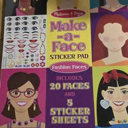 Melissa & Doug MAKE A FACE Sticker PAD FASHION FACES NEW