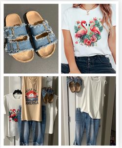 Denim Sandals and Women's Summer Clothing Bundle