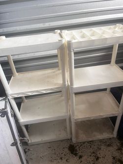 White Plastic Shelving Units – Set of 2