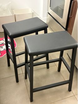 HOOBRO Black Bar Stools (Set of 2)