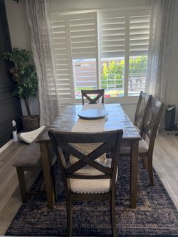 Dining Table With 4 Chairs and Bench 