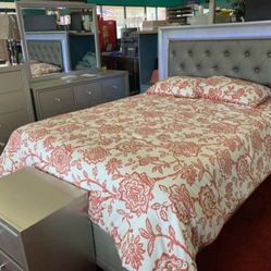 Lyssa Champagne LED Panel Bedroom Set (Queen and King Bed Frame