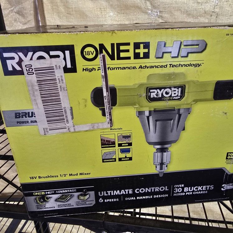 Ryobi ONE+ 18V HP 1/2 in. Brushless Cordless Mud Mixer (Tool Only)