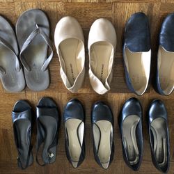 Lot Of 6 Pairs Womens Shoes Heels Loafers Flats All Used Fair Condition