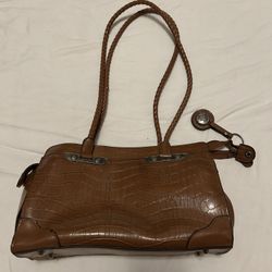 Bueno Brown Faux Alligator Skin Shoulder Bag Purse
