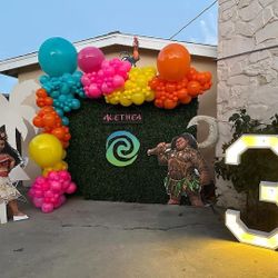Moana, Backdrop,, Balloons 