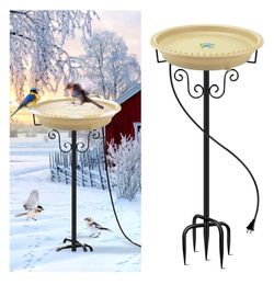 Lovppy Heated Bird Baths for Outdoors for Winter, 100W Heated Birdbath Water Heater with Thermostatically Controlled, Heated Bird Baths Bowl with Meta