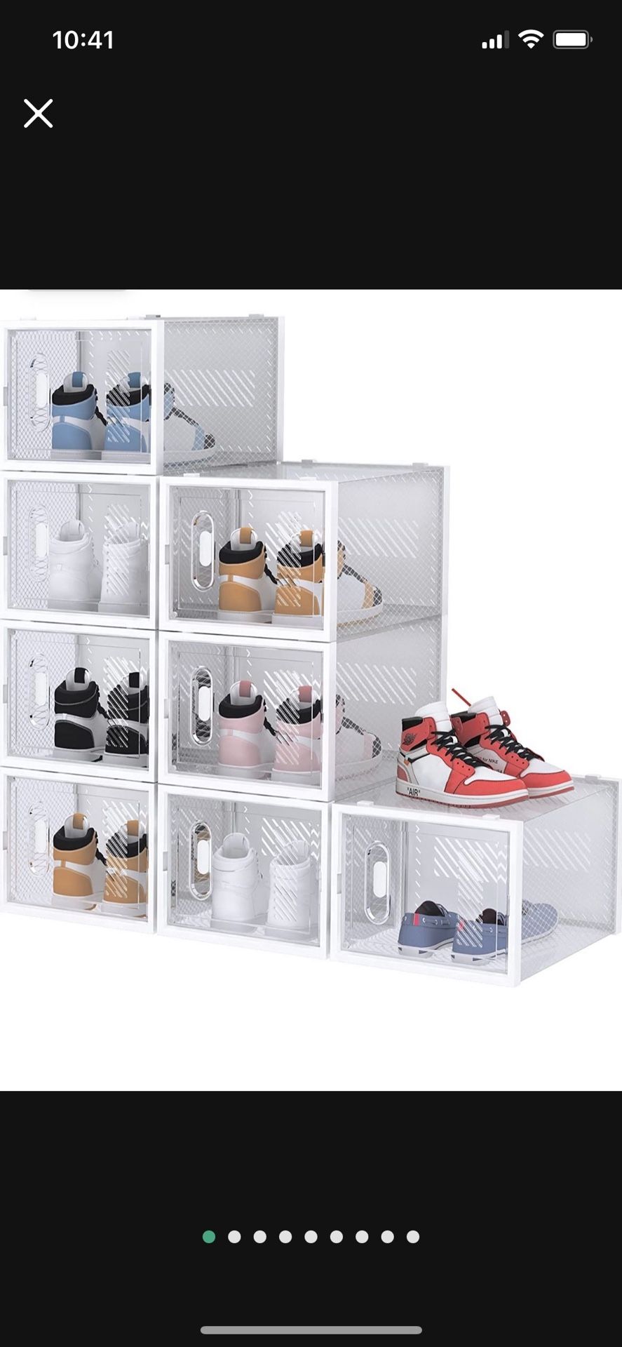 Shoe Box, 8 Pack Shoe Storage Boxes Clear Plastic Stackable, Shoe Organizer Containers with Lids for Size 14