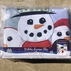 Holiday Snowman Flag With Fiber Optic Lights 