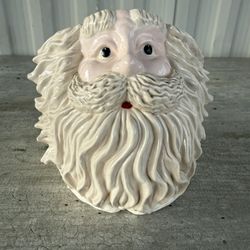 Vintage Santa Claus Christmas Flower Pot Ceramic Plant Planter  Small Pot 1987